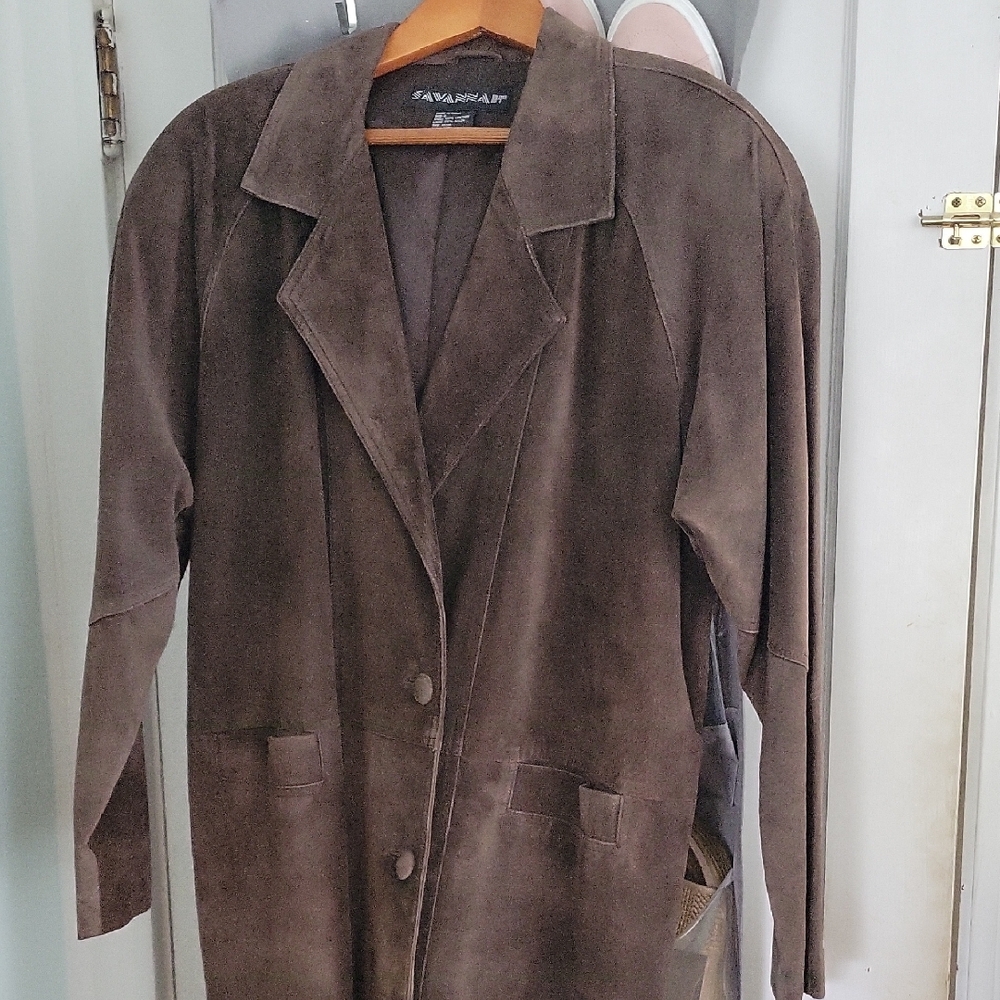 Savannah Dark Brown Suede Trench Coat